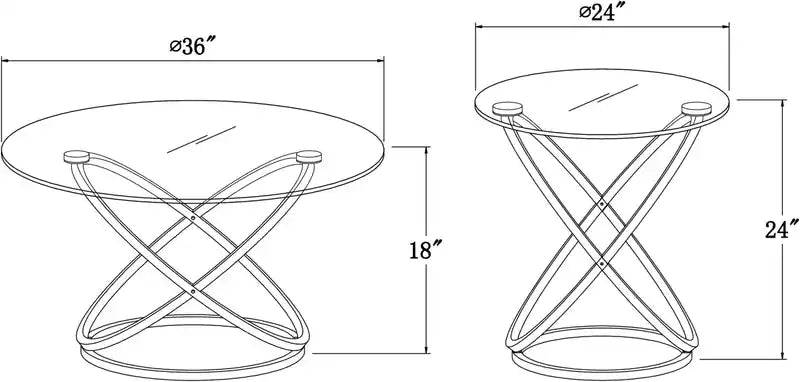 36 tables basses et d'appoint modernes en verre - Chrome avec base en métal