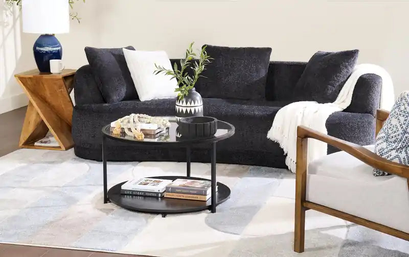 Table basse ronde moderne en verre de 31,5 pouces avec roulettes
