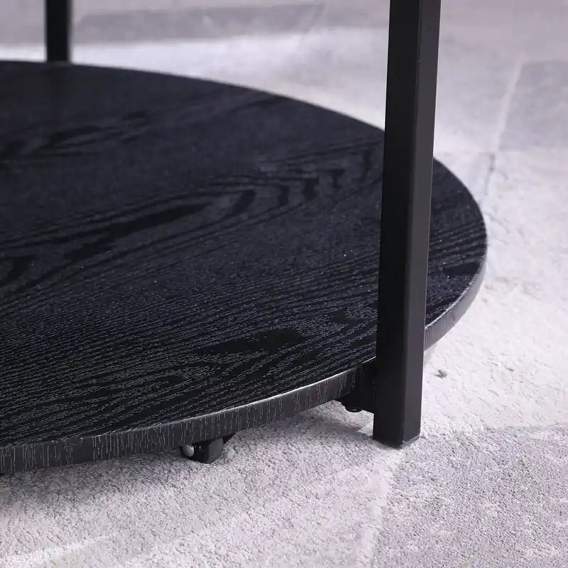 Table basse ronde moderne en verre de 31,5 pouces avec roulettes