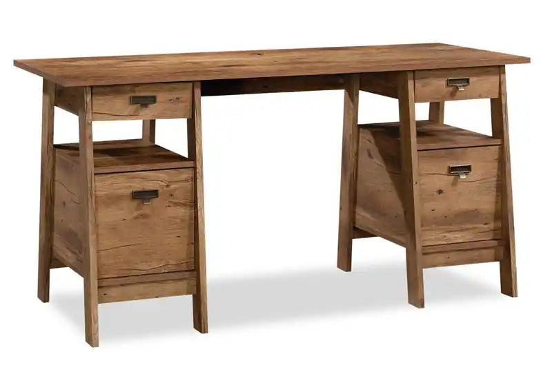 Kyree 59.06 Executive Office Desk with 4-Drawers - Vintage Oak