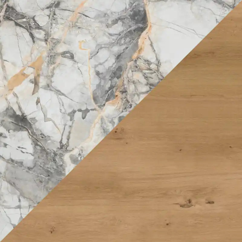 Table basse contemporaine 48 avec carreaux de pierre, étagère et roulettes