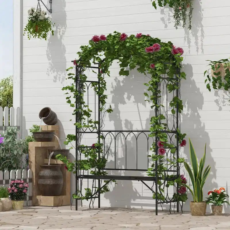 Arche de jardin de fées de 80 cm de haut avec banc