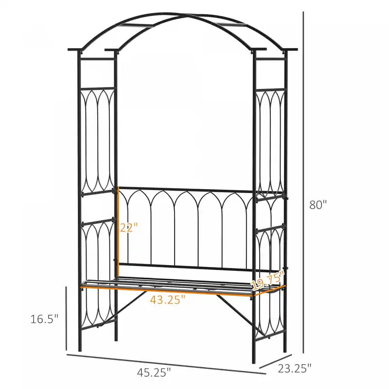 Arche de jardin de fées de 80 cm de haut avec banc
