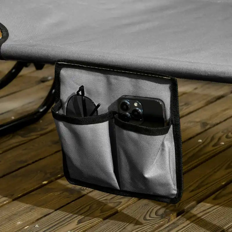 Lot de 2 chaises longues pliantes avec dossier réglable gris foncé