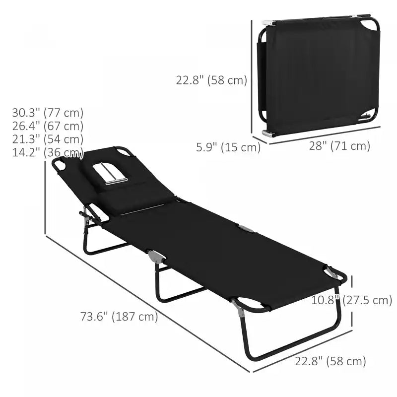 2 Chaises longues de jardin pliantes et ajustables pour l'extérieur