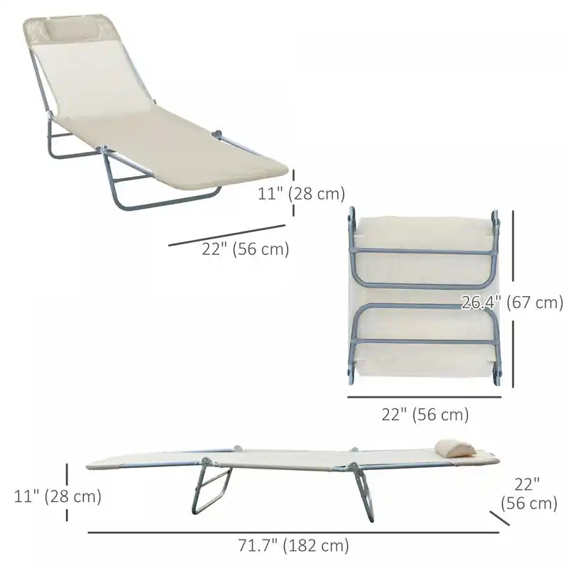 Chaise longue, fauteuil inclinable pliant et réglable