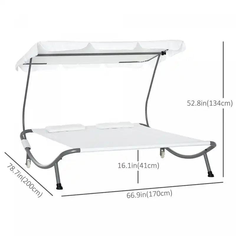 Chaise longue de patio avec auvent réglable blanc crème