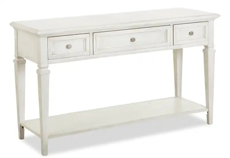 Newman 50 Traditional Sofa Table with Storage and Shelf - Alabaster White Pine