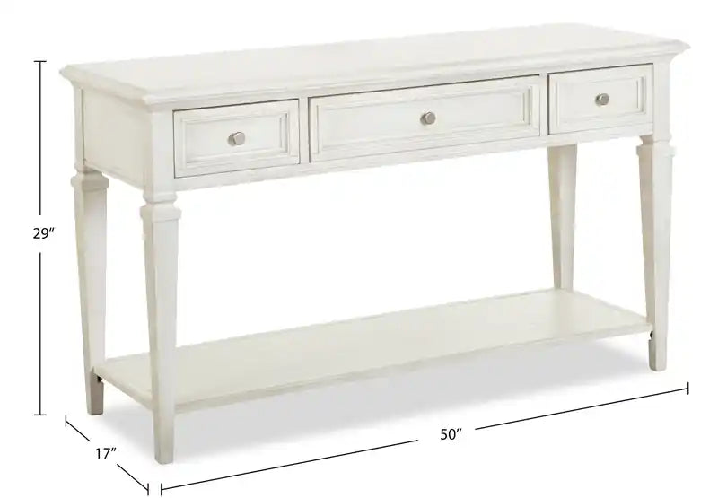 50 Table de canapé traditionnelle avec rangement et étagère - Pin blanc albâtre