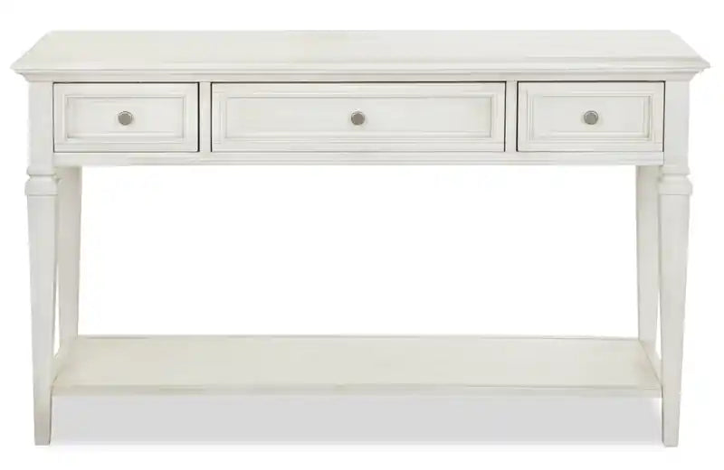 50 Table de canapé traditionnelle avec rangement et étagère - Pin blanc albâtre