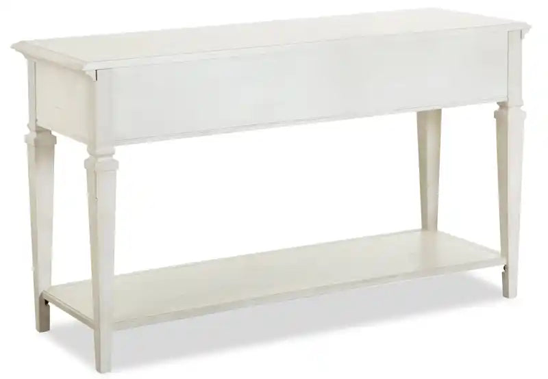 50 Table de canapé traditionnelle avec rangement et étagère - Pin blanc albâtre