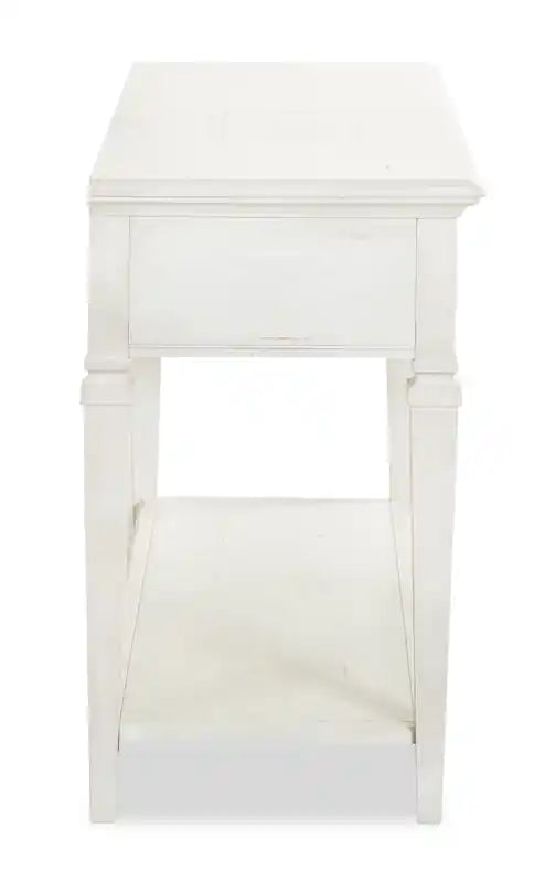 50 Table de canapé traditionnelle avec rangement et étagère - Pin blanc albâtre