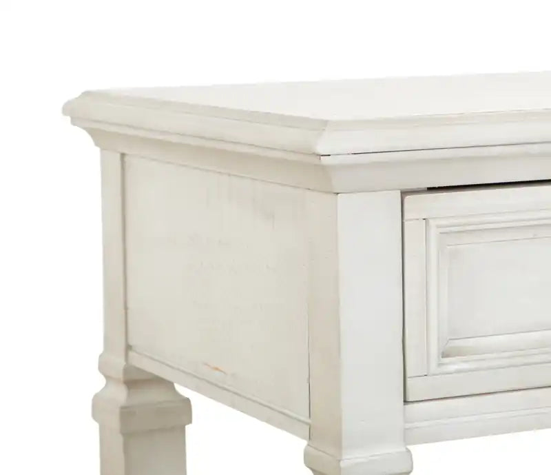 50 Table de canapé traditionnelle avec rangement et étagère - Pin blanc albâtre