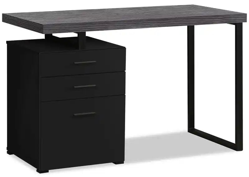 Orion 47.25 Computer Office Desk with 3-Drawers - Black & Grey