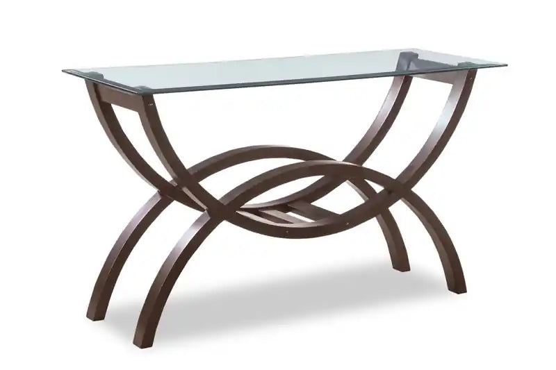 Ricci 48 Modern Glass Top Sofa Table - Espresso with Arched Legs
