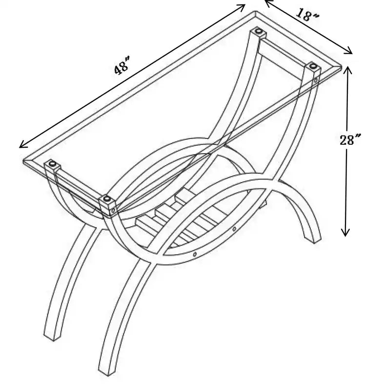 Table basse moderne en verre 48 po – Expresso avec pieds arqués
