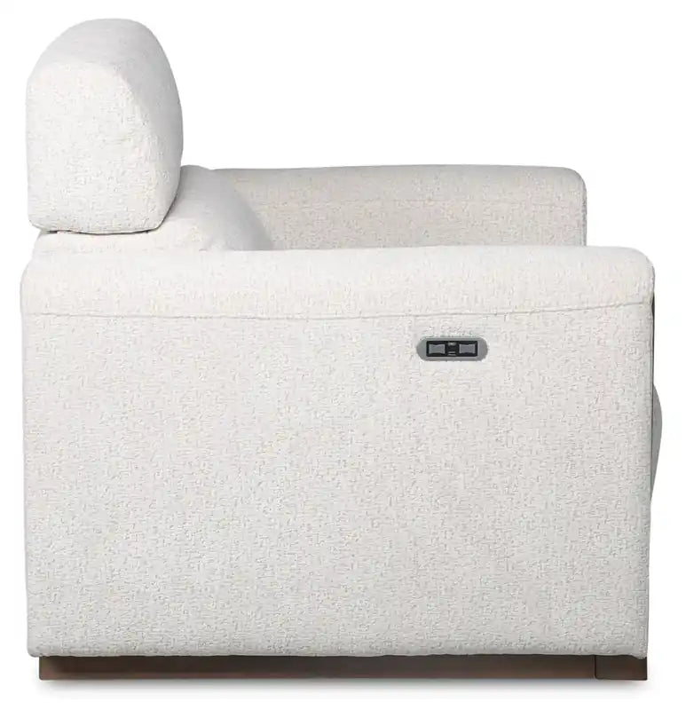 Fauteuil inclinable électrique en tissu chenille 38 po avec appuie-tête électrique et port USB – Blanc albâtre