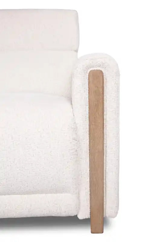 Fauteuil inclinable électrique en tissu chenille 38 po avec appuie-tête électrique et port USB – Blanc albâtre