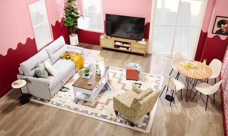 Canapé-lit 82,5 en tissu aspect lin avec rangement et deux coussins accoudoirs