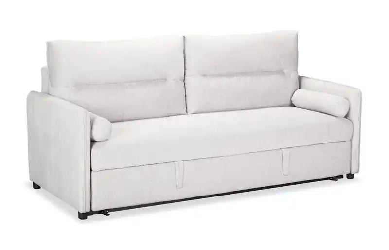Canapé-lit 82,5 en tissu aspect lin avec rangement et deux coussins accoudoirs