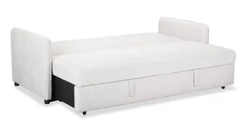 Canapé-lit 82,5 en tissu aspect lin avec rangement et deux coussins accoudoirs