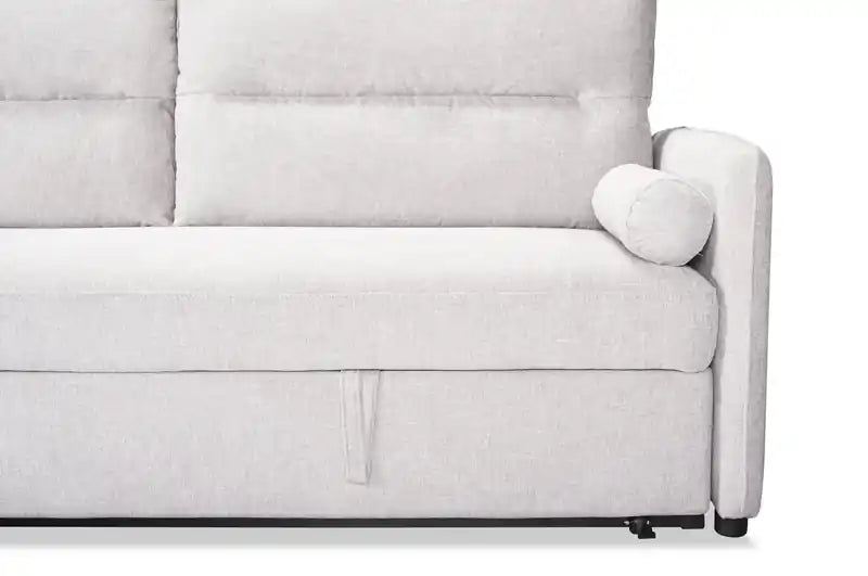 Canapé-lit 82,5 en tissu aspect lin avec rangement et deux coussins accoudoirs