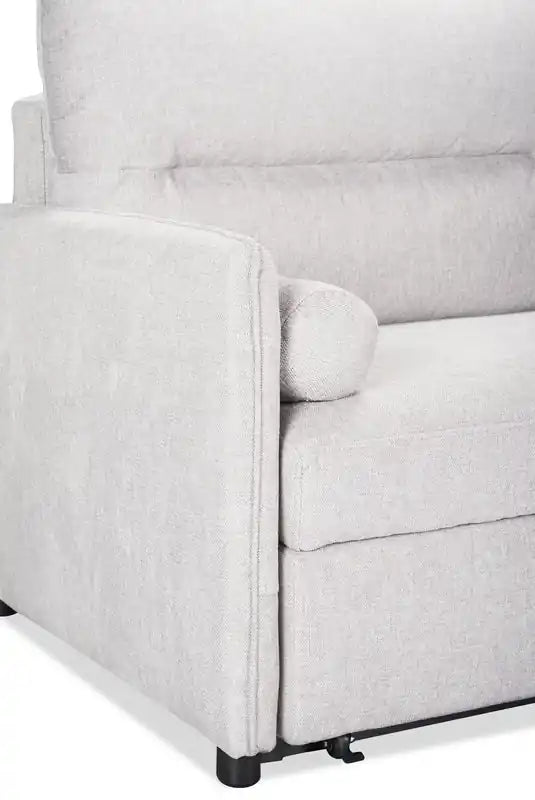 Canapé-lit 82,5 en tissu aspect lin avec rangement et deux coussins accoudoirs