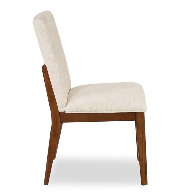 Chaise de salle à manger en tissu polyester, bois – brun et beige