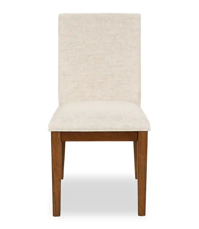 Chaise de salle à manger en tissu polyester, bois – brun et beige