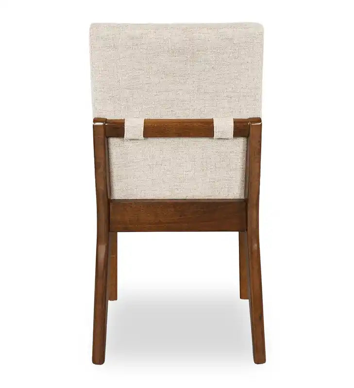 Chaise de salle à manger en tissu polyester, bois – brun et beige