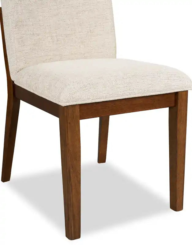 Chaise de salle à manger en tissu polyester, bois – brun et beige