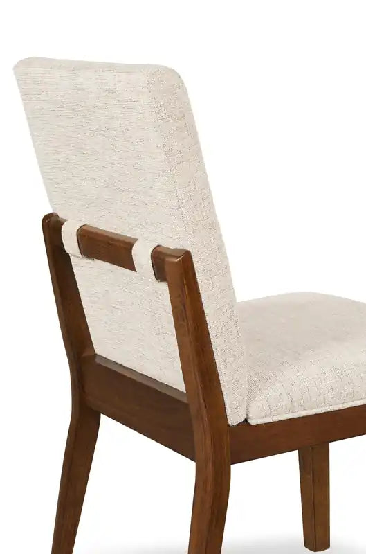 Chaise de salle à manger en tissu polyester, bois – brun et beige