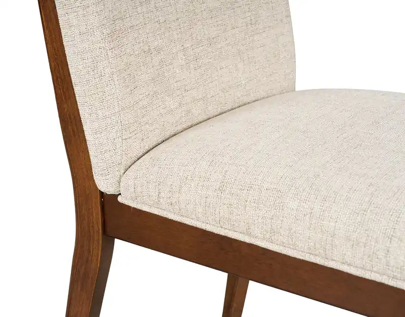 Chaise de salle à manger en tissu polyester, bois – brun et beige