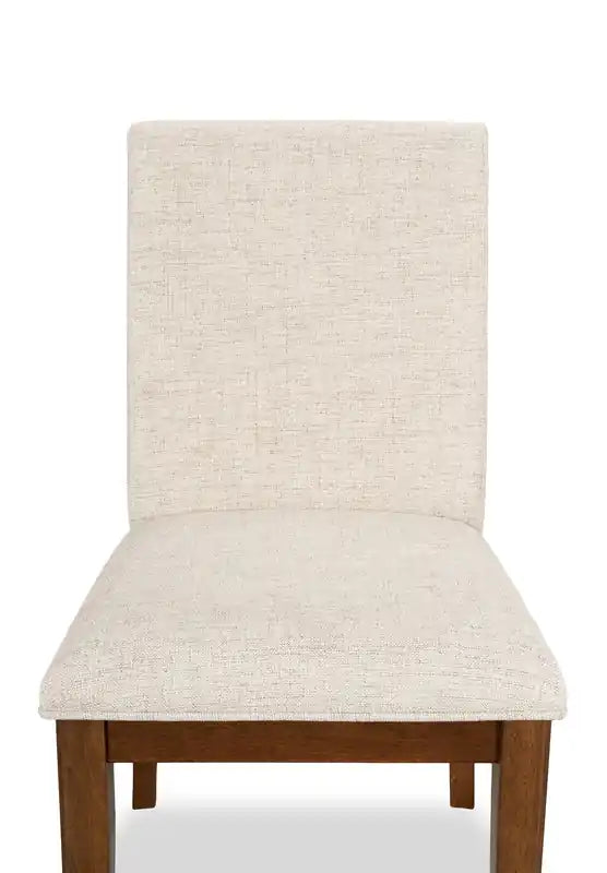 Chaise de salle à manger en tissu polyester, bois – brun et beige