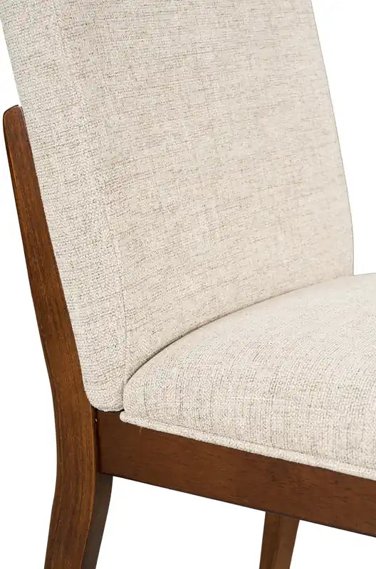 Chaise de salle à manger en tissu polyester, bois – brun et beige