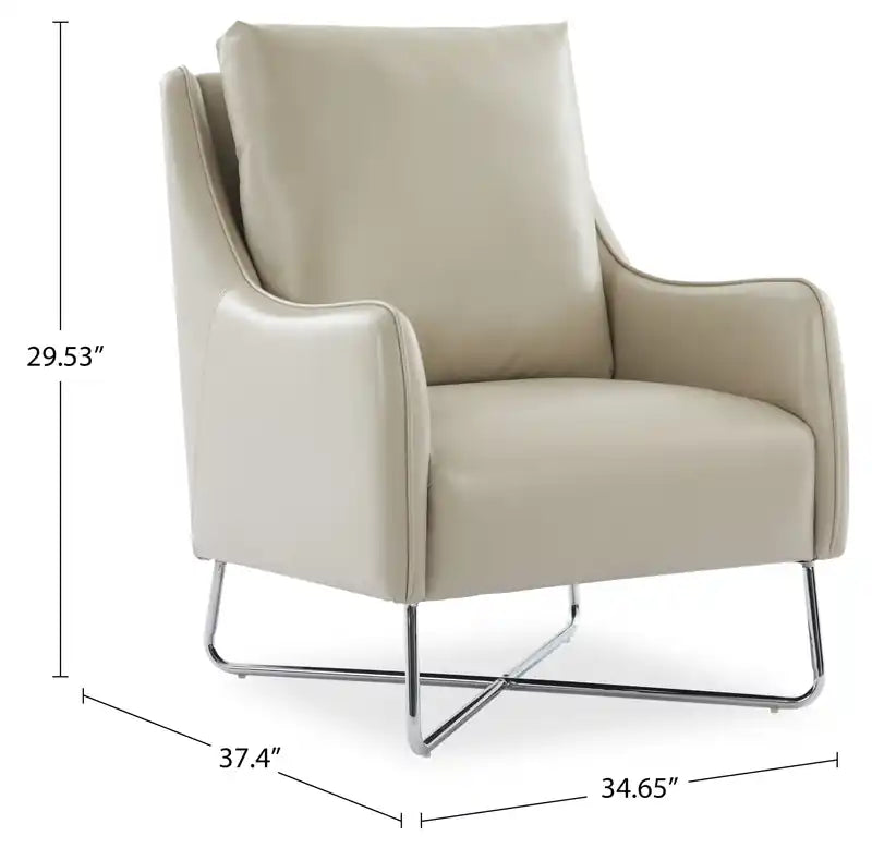34.6 Fauteuil d'appoint en similicuir avec pieds en métal